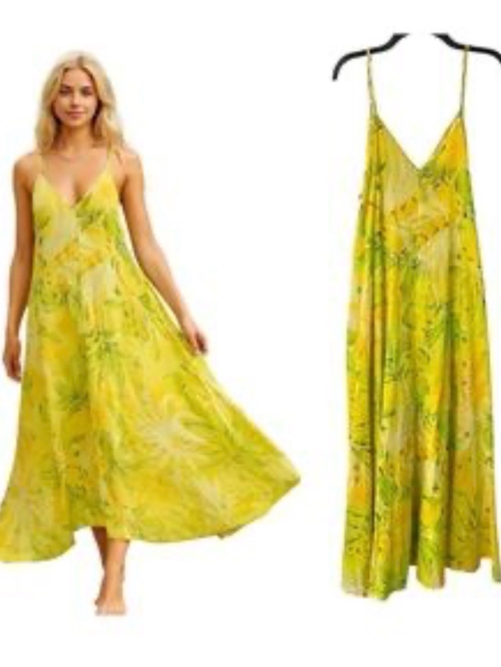 Haute Hippie Sundress Women XS YELLOW Floral Maxi Summer